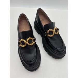 Circus by Sam Edelman Women's Slip-On Loafers Black/Gold Chain US 9 EU 41